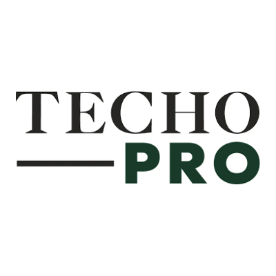 The image displays the text "TECHO PRO" in bold font, with the word "PRO" underlined. There are no landmarks or buildings in view.