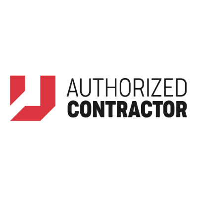 Image features a logo with a red geometric shape and the text "AUTHORIZED CONTRACTOR" in black, conveying a professional and official designation.