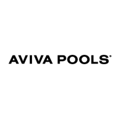 Text-centered logo displaying "AVIVA POOLS" in bold, black font on a white background. Minimalist and sleek design without additional graphics or landmarks.