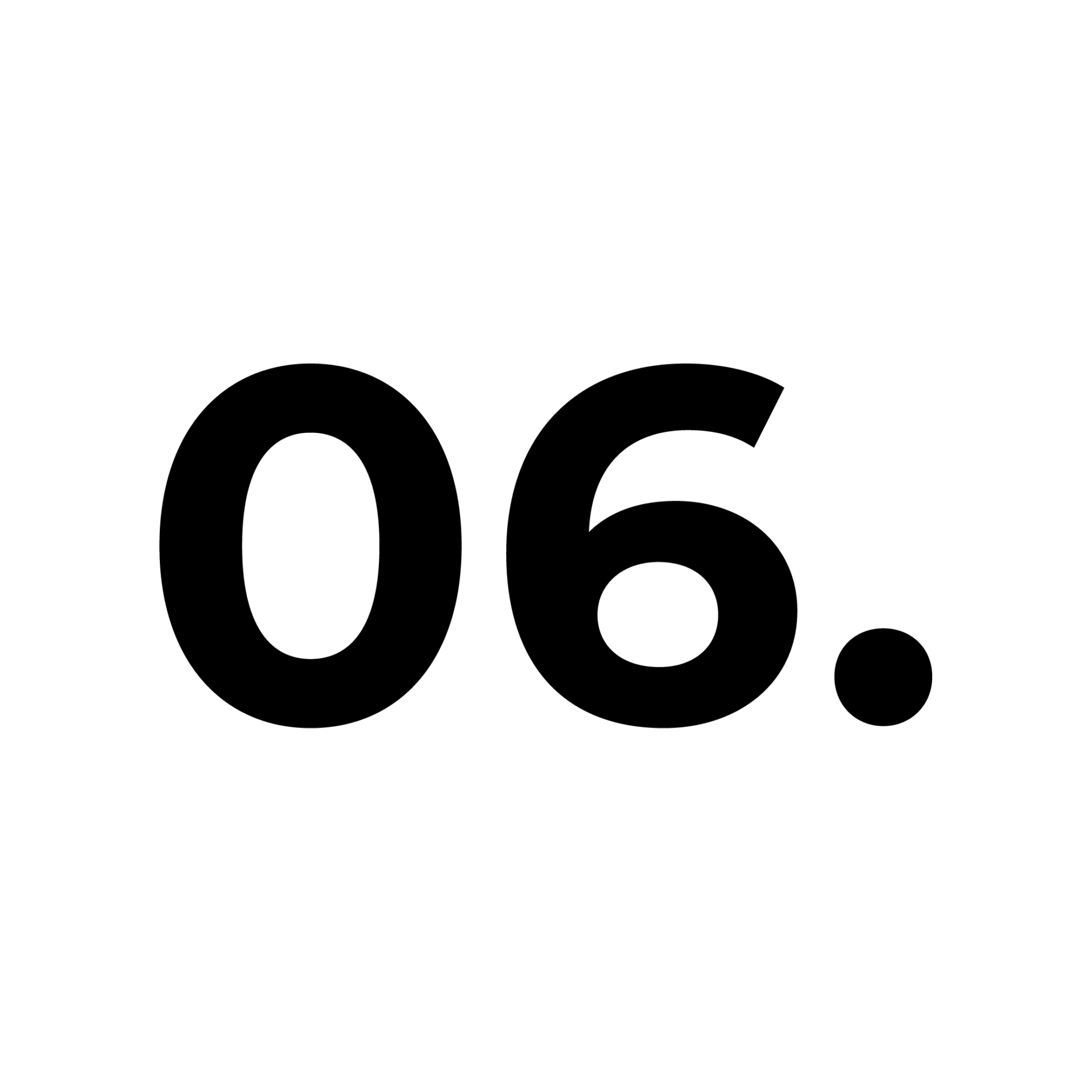 An illustration displays the number "06" in bold, black font against a white background, conveying a simple, minimalistic design.